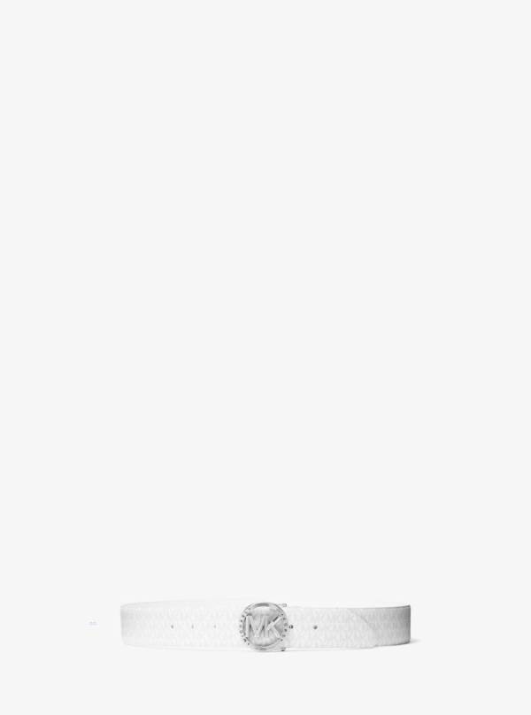 Damske Opasky Michael Kors Reversible Logo and Leather Biele - Doplnky Michael Kors Vypredaj | AXPTK-4812